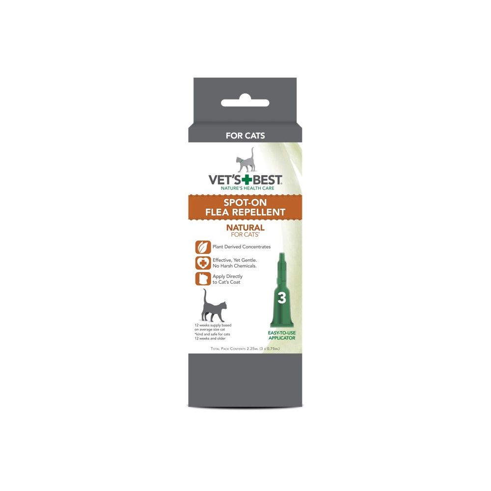 Vets Best Natural Spot On Flea Repellent for Cats & Kittens 3 Pipette