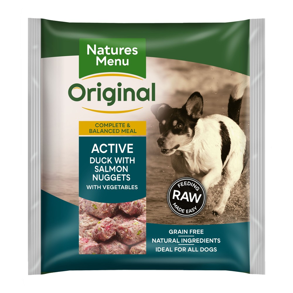 Natures Menu Frozen Active Dog Food Nuggets with Duck, Heart and Salmon